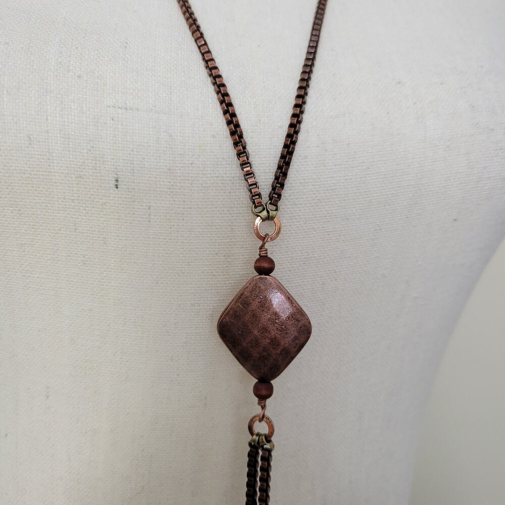 NWT Copper 26" Long Pendant Necklace Box Chain Kelli Ahern Design Global & Vine